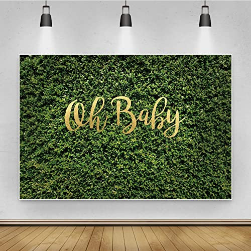 Renaiss 2.2x1.5m Oh Baby Gras Wand Fotografie Hintergrund Frühling Grüne Blätter Grün Baby Dusche Hintergrund Geburtstag Natur Outdoorsy Motto Party Dekoration Foto Requisiten