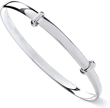 Old English Jewellers Sterling Silver Expanding Baby Bangle - Plain D Shaped