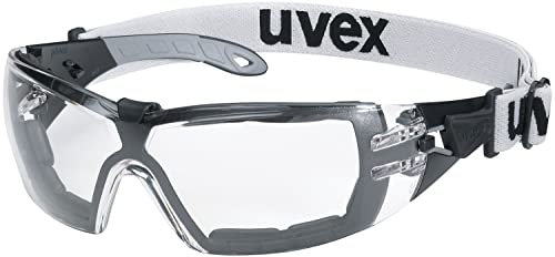 Uvex 10 Stück Pheos Guard Schutzbrille - Supravision Extreme - Transparent/Schwarz-Grau