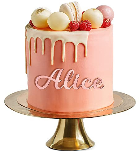 Personalised Cake Topper Multicoloured Acrylic Happy Birthday Wedding Anniversary Cake Topper Custom Acrylic Letters Cake Decoration Cake Charms Name Plate (Rose Gold)
