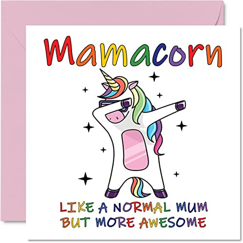 Geburtstagskarten für Mama – Mamacorn – Geburtstagskarte für Mama von Tochter und Sohn Happy Birthday Mum Mummy Unicorn Geburtstagskarte 145 mm x 145 mm Muttertags-Mama Mama Mama lustige Grußkarten