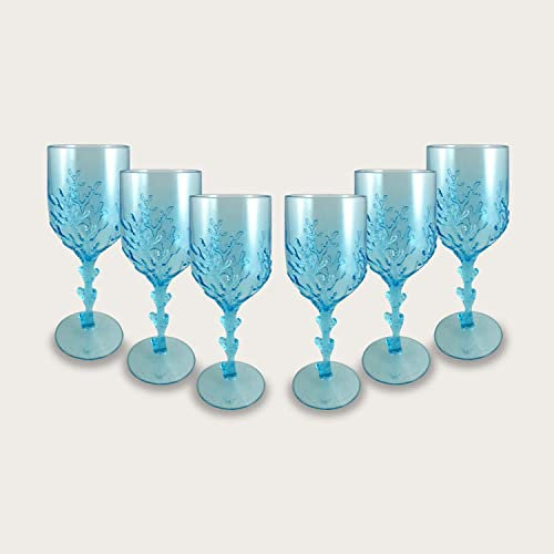 ARCA - Set 6 Calici in Plastica Acrilica Resistente Da 45 Cl - Vari Colori Disponibili (Acqua marina)