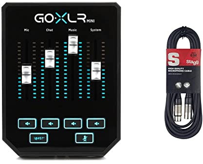 TC Helicon Mixer di trasmissione online GoXLR MINI con interfaccia USB/audio e preamplificatore Midas, compatibile solo con PC & Stagg Cavo di Alta Qualita XLRf a XLRm Plug Microphone, 6 m, Nero