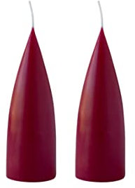 Kunstindustrien® Stumpenkerzen, Hergestellt in Dänemark, 43 Farben verfügbar, Kegel Kerze, Durchgefärbte Stumpenkerze lange Brenndauer von 15 Stunden, Kerzen Deko, 2 Stück 6,5 x 16cm (Helles Bordeaux)