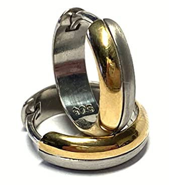 Ohrring 925 Silber bicolor vergoldet Glanz Matt Creole 18mm