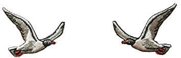 ETDesign #E04523 Aufnäher zum Aufbügeln, Motiv: kleine Möwen, Seevögel, Vogel, Tiere, 3,8 x 3,8 cm, 1 Paar