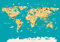 wandmotiv24 Fototapete bunte Weltkarte Figuren Kinder, 400 x 280 cm - selbstklebende Strukturtapete, Wanddeko, Wandbild, Wandtapete, Atlas Globus Karte Hai Wal Fuchs M6658