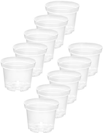 Garronda Blumentopf Orchideentopf Transparent runder Übertöpfe für Zimmerpflanzen Pflanzentopf Pflanztöpfe Kunststoff in verschiedenen Größen GD-0024 (10 Stück Transparent, ⌀ 19cm H 15cm)