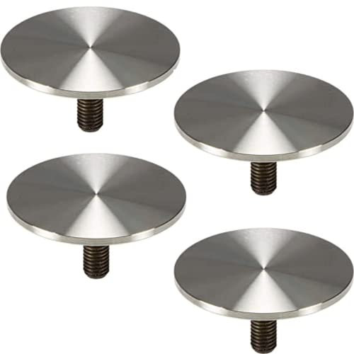 Gedotec Adaptateurs pour plaques de Verre en Acier Inoxydable avec Filetage M10 pour Pieds de Table et Pieds de Table Ø 60 mm – H10752 | Acier Inoxydable Mat brossé | Lot de 4 – Fixation Ronde