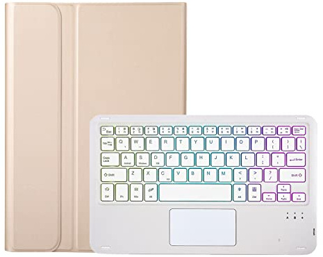 GUPENAA Keyboard Case for Samsung Galaxy Tab S6 Lite 10.4'' 2022/2020, 7 Color Backlit, Slim Lightweight Cover with Magnetically Detachable Bluetooth Keyboard,Gold