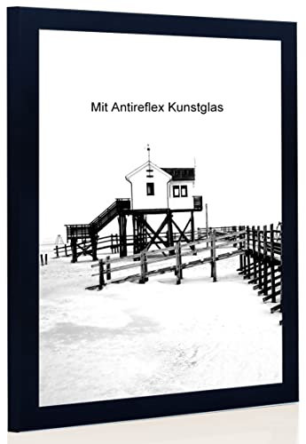 Cadre photo noir avec verre antireflet - Dimensions de l'image : 15 x 21 cm - Largeur de la barre : 30 mm