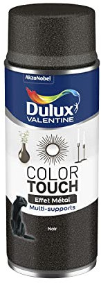 Dulux Valentine Peinture Intérieure et Extérieure Aérosol Color Touch - Pour bois, plastique, PVC, carton, papier - Noir Métallisé Effet Metal - 400ml