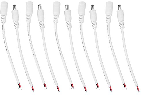 LiebeWH 5 Paar 5,5 X 2,1 mm Männlich Weiblich Buchse Hohlstecker Wasserdicht Netzkabel Hohlstromstecker (Weiss)