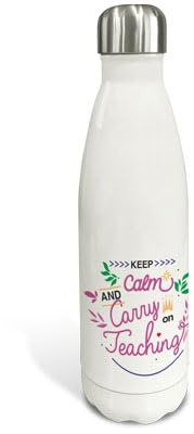 Cadeaux pour les enseignants. Bouteille d'eau. Bouteille personnalisée. Bouteille en acier inoxydable. Bouteille isotherme à double couche. Sans BPA. 500ml et 750ml. CARRY ON TEACHING