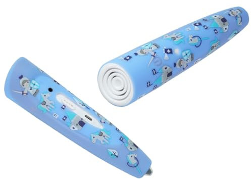 caseroxx Schutzhülle passend für den Ravensburger TipToi der Stift 110 Gen. 4, Cover (Silikon-Hülle für den Ravensburger TipToi) in Blau-Rittermuster