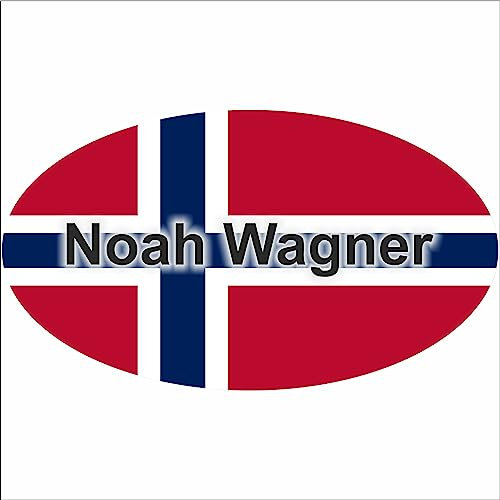 Kiwistar Klebeetiketten - Aufkleber - Fahne - Flagge - Norwegen - 10x6,6 cm - mit Wunschtext - Name - personalisiert - Namensaufkleber - Autoaufkleber - Racing