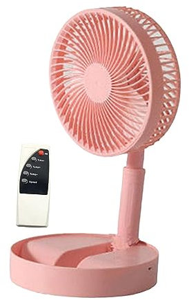 LOVIVER Boden-Standventilator, faltbar, Standventilator, verstellbar, über USB wiederaufladbar, mit Fernbedienung, klappbarer Schreibtischventilator, ROSA