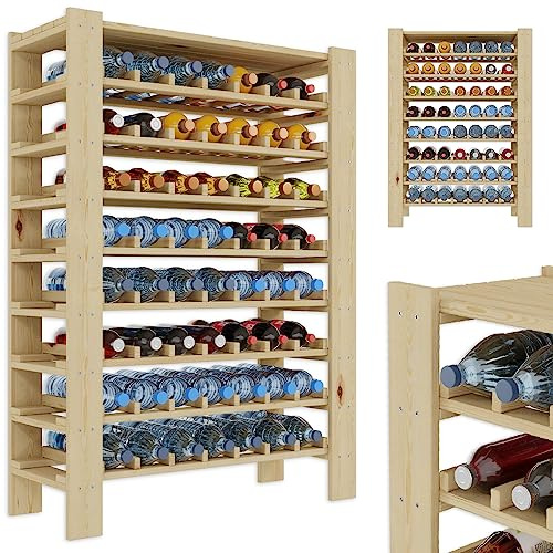 Lenmar Série RW Casier en bois pour bouteilles et étagère, beige clair, armoire à vin (RW-5-2, 110 x 80 x 26,5-56'
