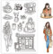 GLOBLELAND Transparente Stempel „Dame Coffee Hintergrund“ Lady Coffee Dekorative Klare Stamps Silikonstempel Für Die Kartengestaltung DIY Scrapbooking Journaling Dekoration
