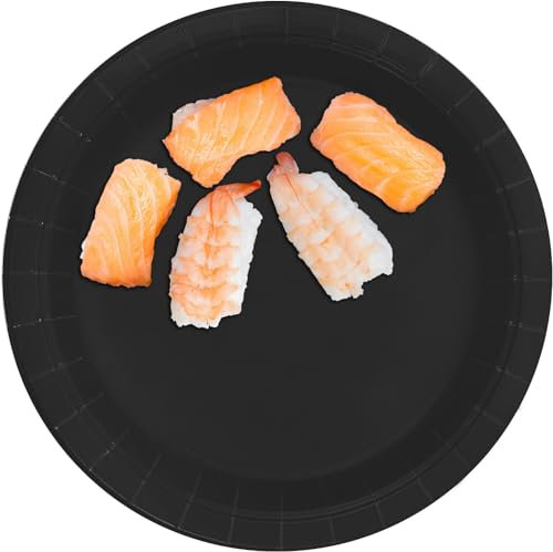 CUSINIUM 100-Pack 9 Black Paper Plates - Disposable Dinnerware for Parties & Events