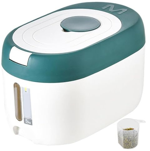 Rice Storage Container 5KG Sealed Rice Dispenser with Measuring Cup, BPA-Cereal Storage Containers Rice Bucket Kitchen Storage Containers Rice Dispenser 5kg for Soybean Corn Kitchen Organization
