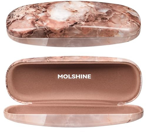 molshine Hartschalen Brillenetui aus PU Leder,tragbares Reise Brillenetui für Männer,Frauen,Mädchen für Reisen, Studium, Arbeit(Braun)