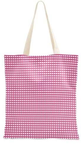 FRODOTGV Tragetasche aus Segeltuch, kariert, mit Taschen, Geschenktasche, Einkaufstasche, Einkaufstasche, einfarbig, Rosa, rosa kariert, Einheitsgröße