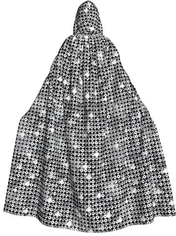 Wurton Silberfarbener Pailletten-Umhang mit glitzerndem Muster, für Erwachsene, Hexe und Vampir, Cosplay, Kostüm, Umhang, geeignet für Karnevalspartys