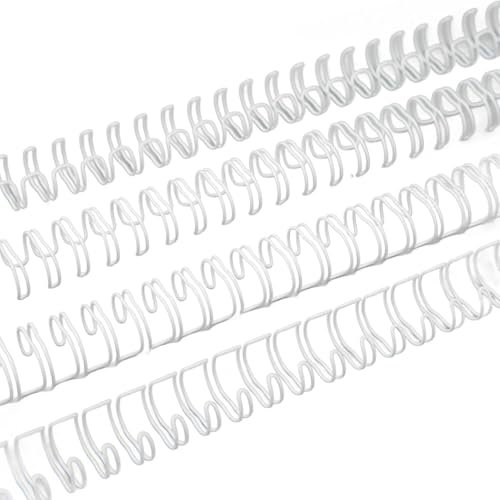 DeWin Dos De Reliure Métallique à Double Boucle, 100 Pièces, Capacité De 60 Feuilles, Pas 3:1, 34 Boucles, Diamètre De 9.5mm, Kit pour Papier A4(Blanc)