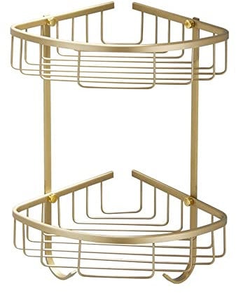 GJLJYJY Corner Shower Caddy Floating Shelves Brushed Gold Bathroom Shelfs Wall Mounted Shampoo Towel Storage Rack Double Tier Draining Basket Bathroom Accessories Kitchen Shelves/Style 2