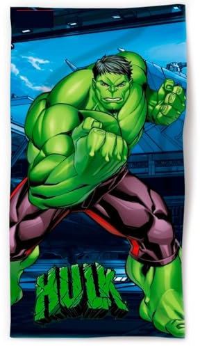 Aymax Handtuch für Strand, Pool, Bad, Avengers, The Unglaubliche Hulk, 140 x 70 cm, Qualitätszertifikat: Oeko-Tex, LIL24-001