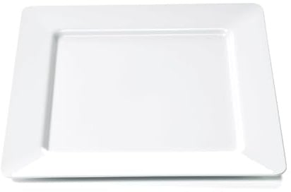 24x Teller flach eckig 25 x 25 cm Melamin weiß bruchfest