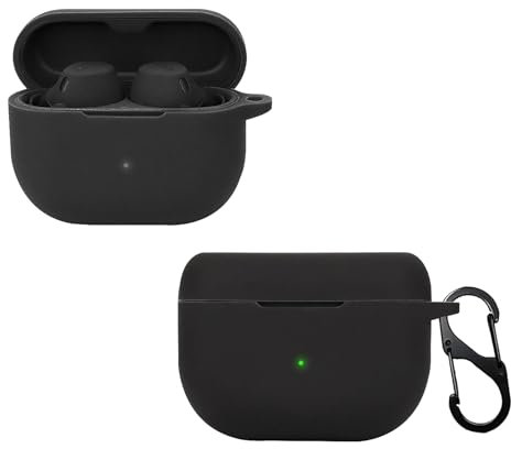 KZIOACSH Silicone Case for Jabra Elite 8 Active Gen 2/Jabra Elite 10 Gen 2, Ultra Slim Anti-Scratch Anti-Lost Lightweight Washable Sumdge-Proof Earphone Skin Cover with Carabiner, Black