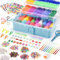 zycBernoi 18000+ Loom Band Kit for Girls with 3 Tier Craft Storage Box, 30 Colors Rubber Band Bracelet Kit, Elastic Bracelet Making Kit for Kids Birthday Christmas(Blue)