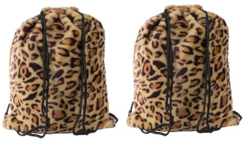 SOIMISS 2stücke Retro Leopard Kordelzug Rucksack Plüsch Einkaufstasche Für Damen Und Mädchen Vielseitig Einsetzbar Für Schule Camping Und Freizeit Für Reisen Und Alltag