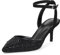 GENSHUO Talons Hauts en Strass de 6,5 cm, Bout Pointu avec Bride à la Cheville, Escarpins élégants, Strass Noir, 40 EU