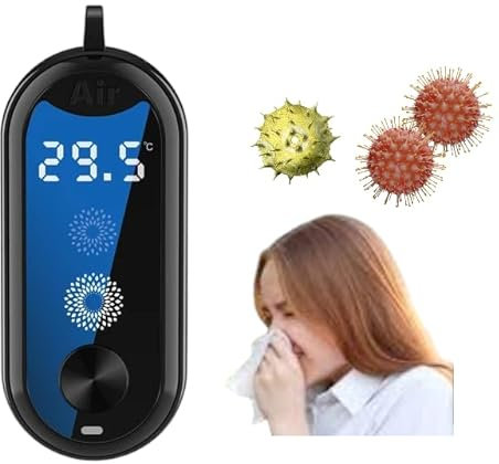 Mini Personal Air Purifier Wearable Necklace - USB charger, Negative Ion Generator,Black