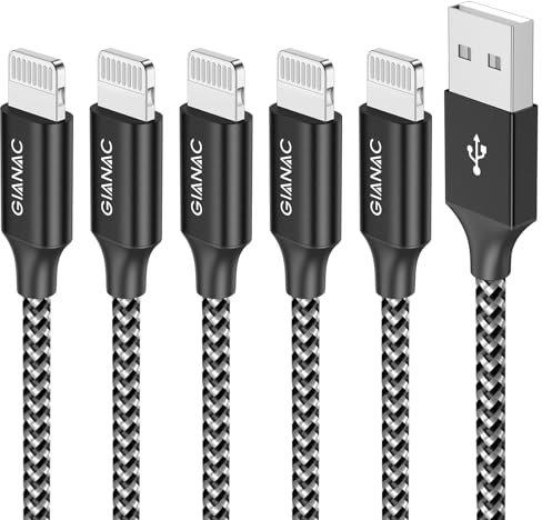 Cable iPhone [5Pack 0,25M+0,5M+1M+2M+3M] Cable Cargador iPhone Carga Rápida Trenzado de Nylon Apple Cable Lightning Compatible con iPhone 14 13 12 11 Pro Max XS XR X 8 7 6 Plus 5 5s SE