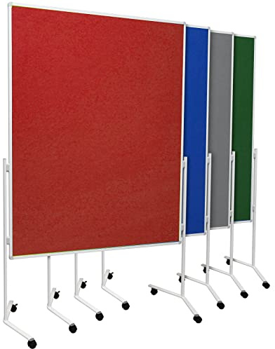 Moderationstafel UP - Filz-Metaplanwand 120x150 cm - einteilig Rot | Moderationswand mit Filz- Oberfläche & Rollen - mobil & beidseitig nutzbar - Pinntafel ideal für Büro, Schule & Seminare