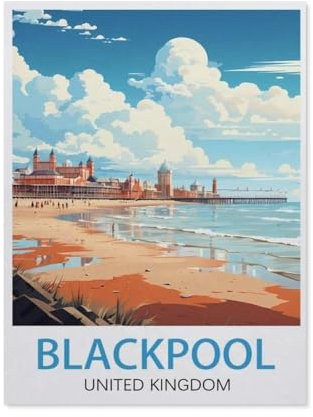 Jigsaw Puzzle 1000 Piece,Blackpool England Vintage Travel Poster,Classic Puzzle DIY Kit paper Toy Unique Gift Home Decor(38x26cm)-AM13