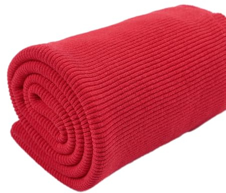 Blausky 20x120cm Bündchenstoff aus Baumwolle,Stretchstoff Elastisches Band Schlauchware Rippenstrickstoff zum Nähen für Daunenjacke Hose Pullover Sweatshirt Bündchen Besatzmaterial,Rot