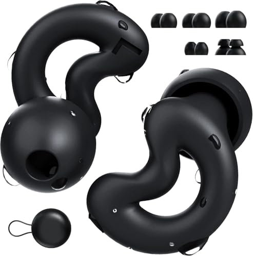 RelaxCharm Pro Ear Plugs for Sleep Noise Cancelling Up to NRR49dB - Ultra Soft, Reusable Silicone EarPlugs for Sleep Snoring Blocking, Side Sleepers - 10 Ear Tips in XS/S/M/L/Double Layer - Black