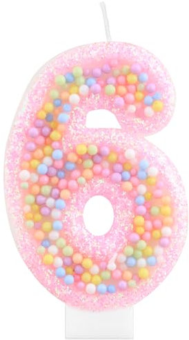 Macaron 6 Birthday Candles for Girls, Rainbow Pastel Macaron Number 6 Candle for Cake, Colorful Cake Topper 6th Birthday Decorations Girl, Sweet Themed Birthday Wedding Party Decoration