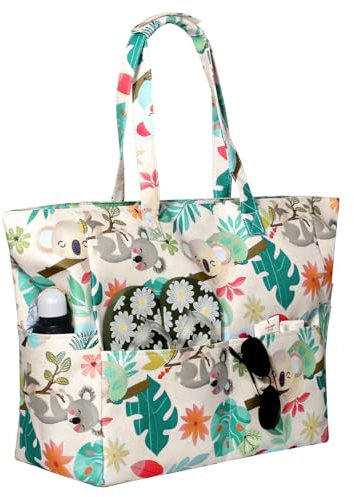 Bolso de Playa Grande XXL con Cremallera, 5 Diseños Bolsa de Hombro Mujer Shopper Bolsos Totoes Bolso de Mano para Playa, Piscina, Picnic, Fiesta, Compras, Viajes (Estilo 5)