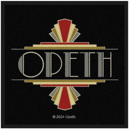 Opeth Gewebter Art-Deco-Aufnäher mit Logo, 100 mm x 100 mm, Schwarz