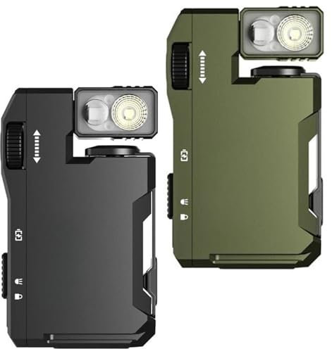 HUFENYU G5 Rechargeable EDC Flashlight 400 Lumens Dual Light Sources With RGB Ip68 Waterproof Portable Magnetic Flashlights Keychain 180° Rotation Magnetic Keychain Flashlight(Green+Black)
