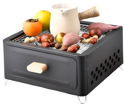 AIZYR BBQ Grill Charcoals Grill Stove, Portable Tabletop Smoker Grill BBQ Grill Household Barbecue Tool for Camping Home Party,Black