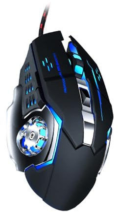 Happyyami Souris de Jeu USB Filaire 800/1600/2400/3200 Dpi Noir Abs Métal | Design Ergonomique, Plug And Play, Apparence Cool, Compatible PC et Ordinateur Portable