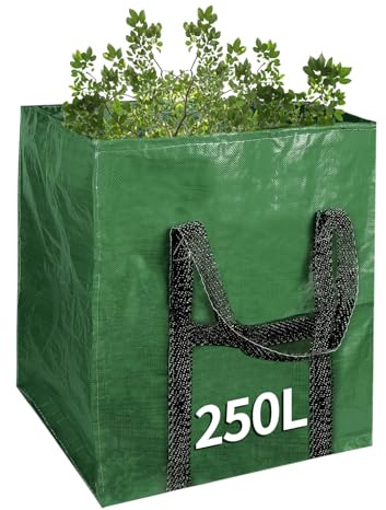 Großer Jumbo-Gartenabfallsack, strapazierfähig, mit Griffen, Gras, 250 l (60 x 60 x 70 cm)