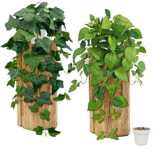 SHEPIN 2 Stück Hängepflanze Künstlich 68cm，Künstliche Efeu und Efeututen | Kunstpflanze Hängend Pflanzen wie Echt, Fake Pflanzen Artificial Plants Deko für Indoor Zimmer Outdoor Garten Deko